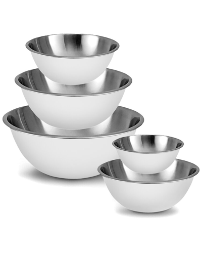 Glomery Stainless Steel Mixing Bowls Set In White