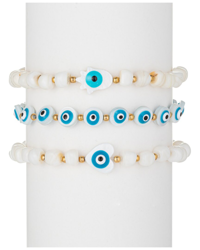 Eye Candy La Shell Pearl Santorini 3pc Eye Bracelet Set