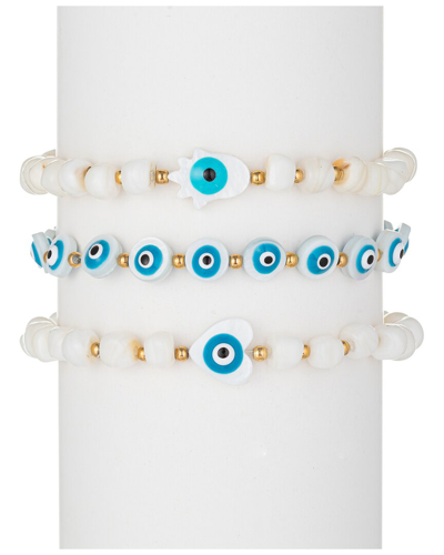 EYE CANDY LA EYE CANDY LA SHELL PEARL SANTORINI 3PC EYE BRACELET SET