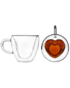 Godinger Set Of 2 Double Wall Heart Mugs In Clear