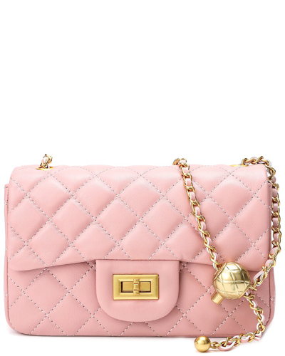Tiffany & Fred Quilted Sheepskin Leather Crossbody In Pink