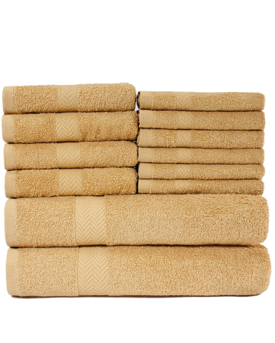 Superior Eco-friendly 12pc Absorbent Towel Set In Gold