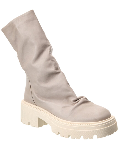 Free People Emma Ruched Leather Boot In Grey