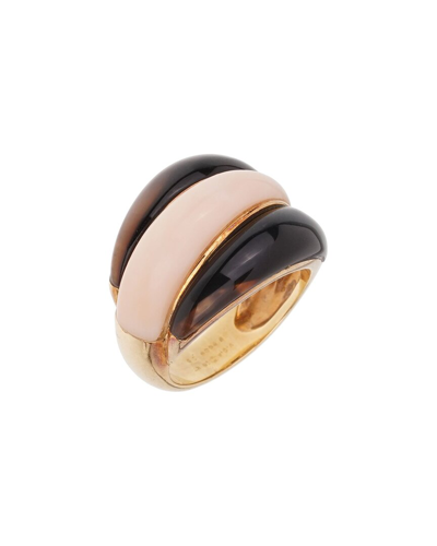 Heritage Van Cleef & Arpels Van Cleef & Arpels 18k Smoky Quartz & Coral Ring (authentic )