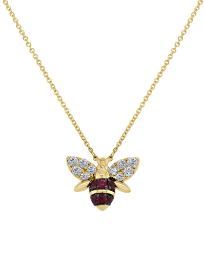 Sabrina Designs 14k 0.88 Ct. Tw. Diamond & Ruby Bumble Bee Pendant Necklace