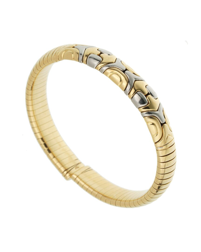 HERITAGE BULGARI BULGARI 18K & STAINLESS STEEL DIAMOND ALVEARE BANGLE (AUTHENTIC PRE-OWNED)