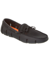 Swims Men's Stride Mesh & Rubber Braided-lace Boat Shoes, Black/graphite In Black