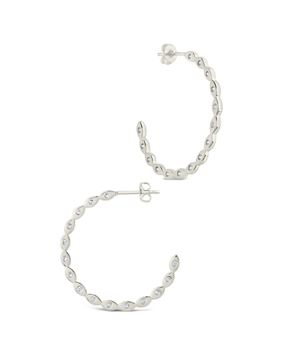 Sterling Forever Cz Ezell Hoops In Silver