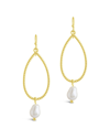 Sterling Forever Elyse Dangle Cultured Freshwater Pearl Earrings In Gold