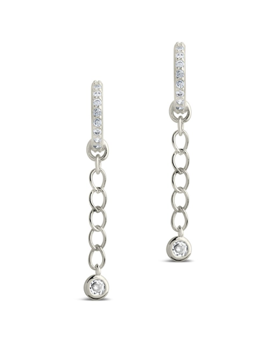 Sterling Forever Maxine Micro Dangle Hoops In 40