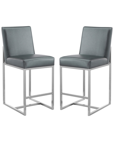 Manhattan Comfort Set Of 2 Element Counter Stools In Gray