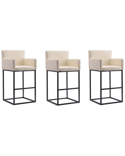 Manhattan Comfort Set Of 3 Ambassador Bar Stools In Neutral