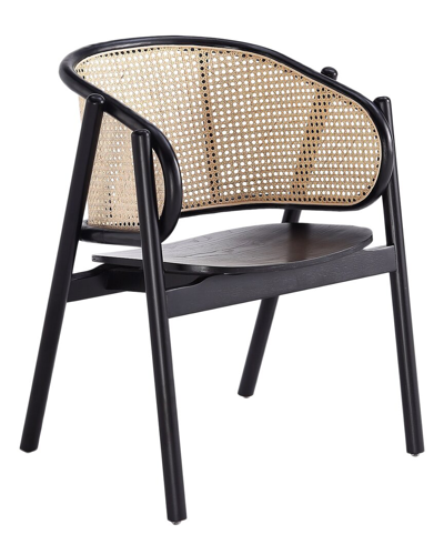 Manhattan Comfort Versailles Armchair In Black And Natural Cane