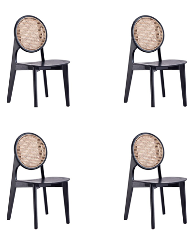 Manhattan Comfort Versailles Round Dining Chair In Black And Natural