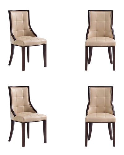 Manhattan Comfort Fifth Avenue Faux Leather Dining Chair In Tan And