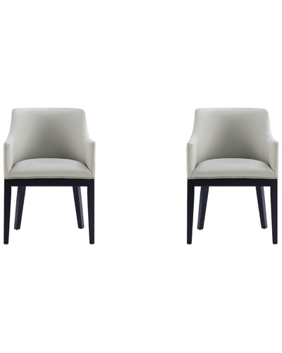 Manhattan Comfort Gansevoort Faux Leather Dining Armchair In Stone G