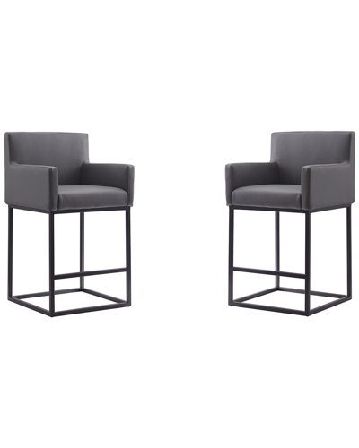 Manhattan Comfort Set Of 2 Ambassador Counter Stools In Gray