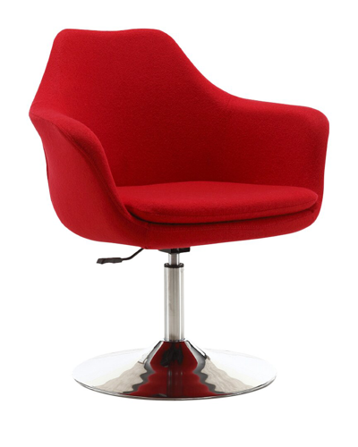 Manhattan Comfort Kinsey Adjustable Height Swivel Accent Chair In Red/polished Chrome