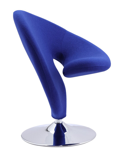 Manhattan Comfort Curl Swivel Accent Chair In Blue/polished Chrome