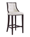 Manhattan Comfort Fifth Avenue Bar Stool In Pearl White And Walnut