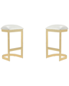 Manhattan Comfort Aura Bar Stool In White And Polished Brass