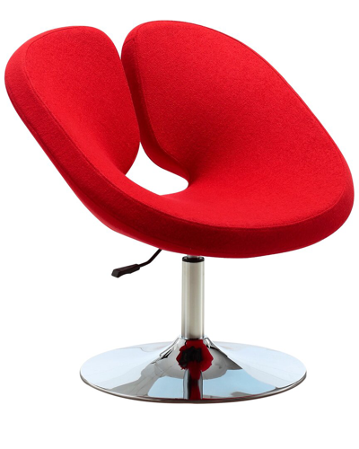 Manhattan Comfort Perch Adjustable Chair In Red And Polished Chrome