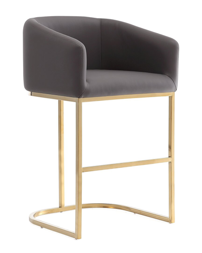 Manhattan Comfort Louvre Barstool In Grey And Black