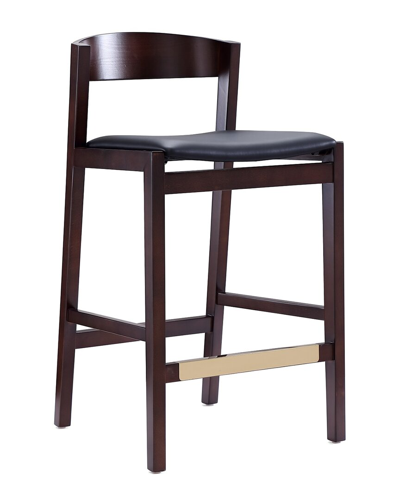 Manhattan Comfort Klismos Counter Stool In Black And Dark Walnut