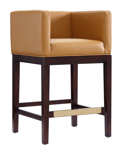 Manhattan Comfort Kingsley Barstool In Camel And Dark Walnut