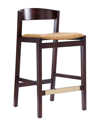 Manhattan Comfort Klismos Counter Stool In Camel And Dark Walnut