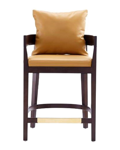 Manhattan Comfort Ritz Counter Stool In Camal And Dark Walnut