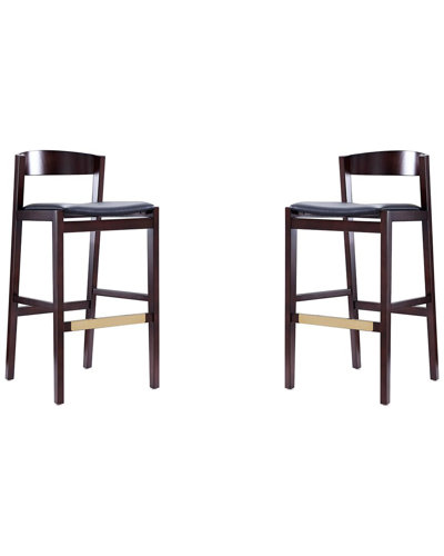Manhattan Comfort Set Of 2 Klismos Bar Stools In Brown