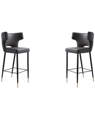 Manhattan Comfort Set Of 2 Holguin Bar Stools In Gray