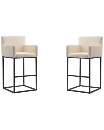 Manhattan Comfort Set Of 2 Ambassador Bar Stools In Neutral