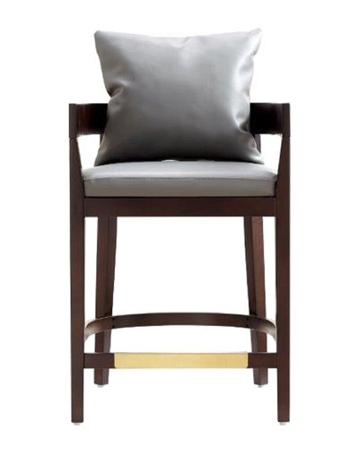 Manhattan Comfort Ritz Counter Stool In Grey And Dark Walnut