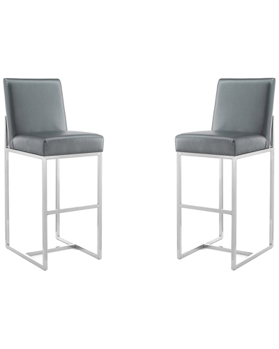 Manhattan Comfort Set Of 2 Element Bar Stools In Blue