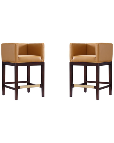 Manhattan Comfort Set Of 2 Kingsley Counter Stools In Brown