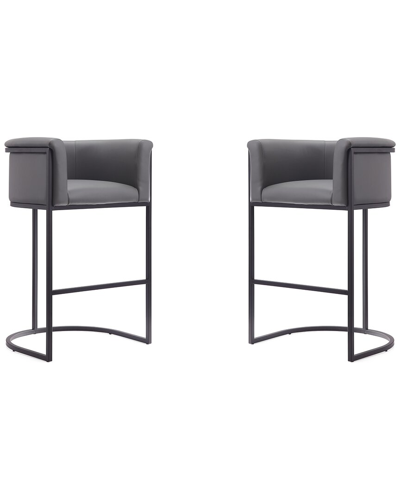 Manhattan Comfort Set Of 2 Cosmopolitan Bar Stools In Gray