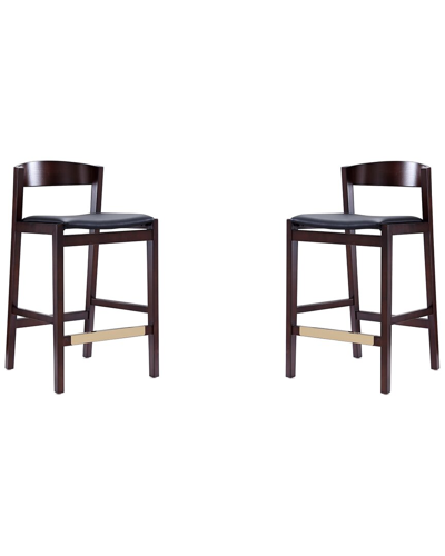 Manhattan Comfort Set Of 2 Klismos Counter Stools In Black