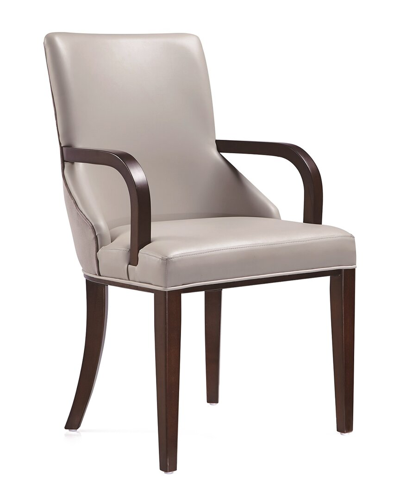 Manhattan Comfort Shubert Faux Leather And Velvet Dining Armchair In In Neutral