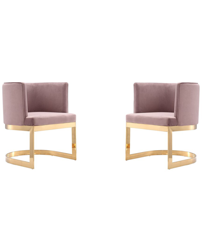 Manhattan Comfort Set Of 2 Aura Dining Chairs In Purple