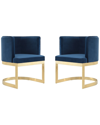 Manhattan Comfort Aura Dining Chair In Royal Blue And Polished Brass