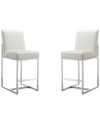 Manhattan Comfort Element 24 Faux Leather Counter Stool In Pearl Wh