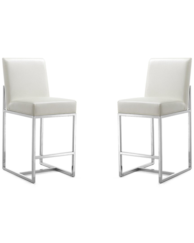 Manhattan Comfort Element 24 Faux Leather Counter Stool In Pearl Wh