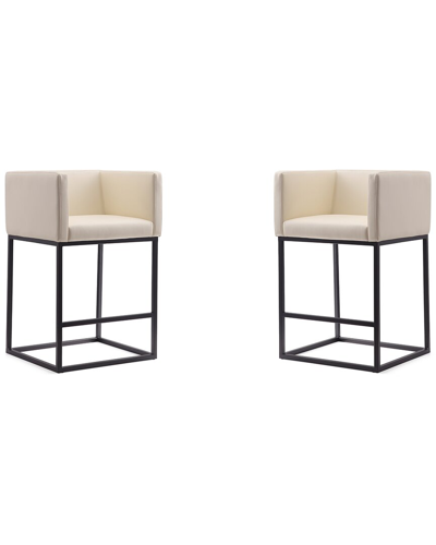 Manhattan Comfort Set Of 2 Embassy Counter Stools In Neutral