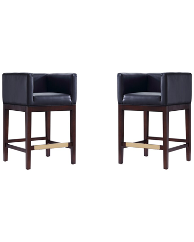Manhattan Comfort Set Of 2 Kingsley Counter Stools In Black
