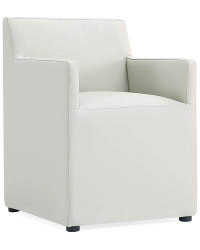 Manhattan Comfort Anna Square Faux Leather Dining Armchair In Light In White