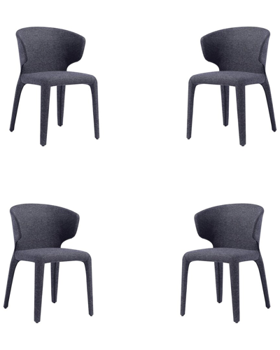 Manhattan Comfort Conrad Woven Tweed Dining Chair In Black - Set Of In Gray
