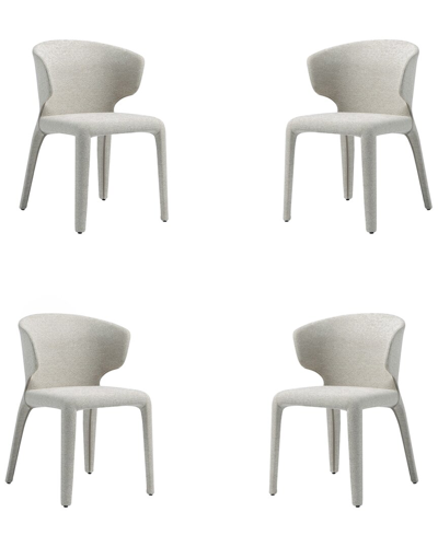 Manhattan Comfort Conrad Woven Tweed Dining Chair In Wheat - Set Of