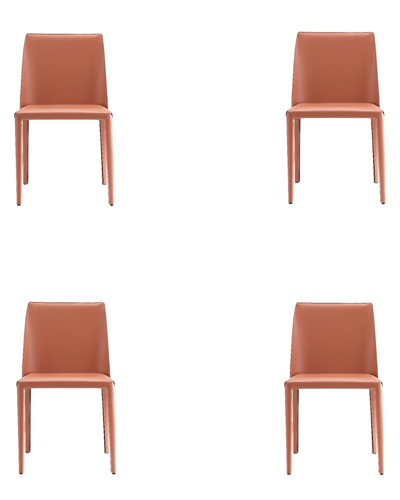 Manhattan Comfort Set Of 4 Paris Dining Chairs In Brown